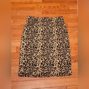 J.Crew Womens Skirt Brown Leopard Print Pencil Cotton Stretch Sz 00 AK697 No.2